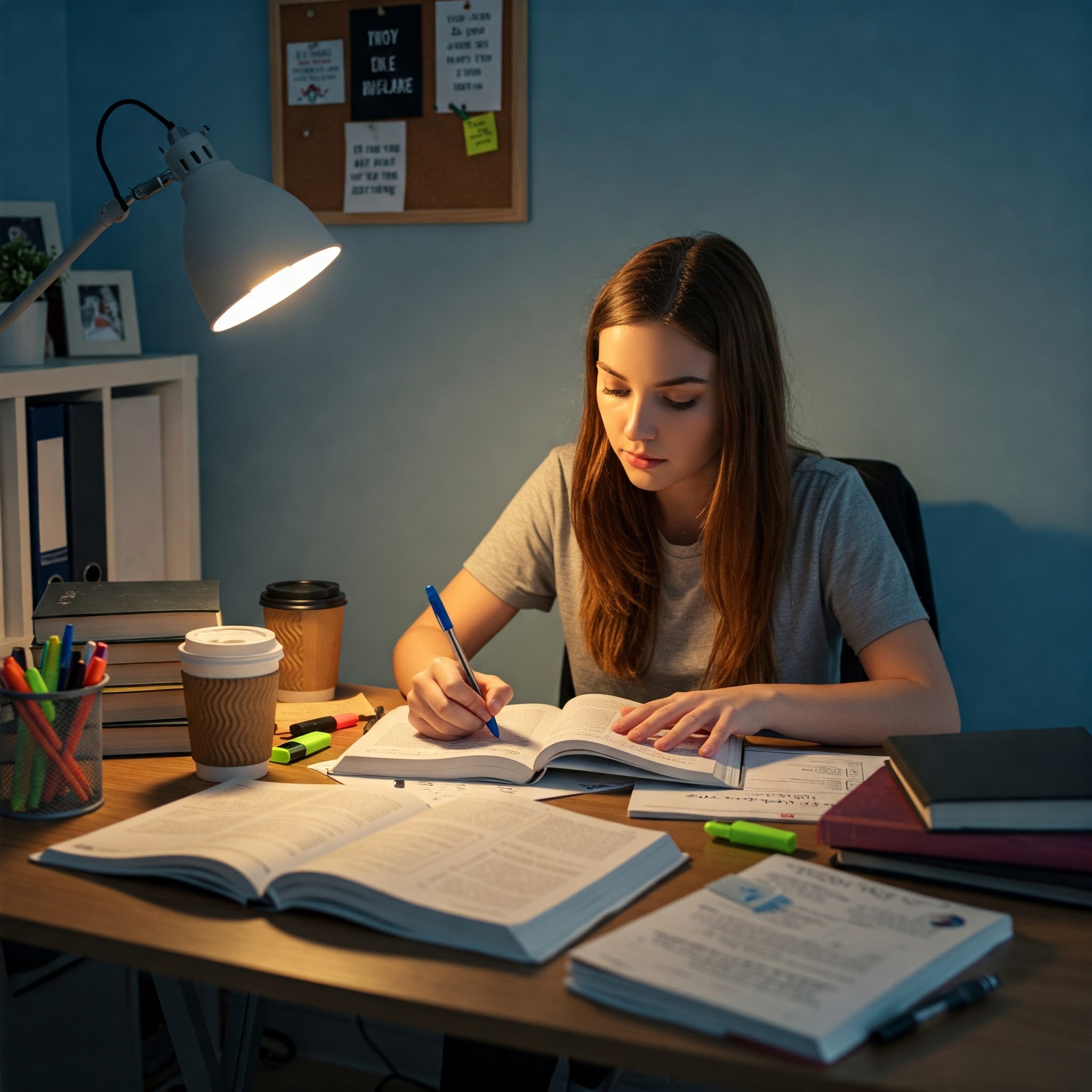 国家試験に向けて勉強している女性