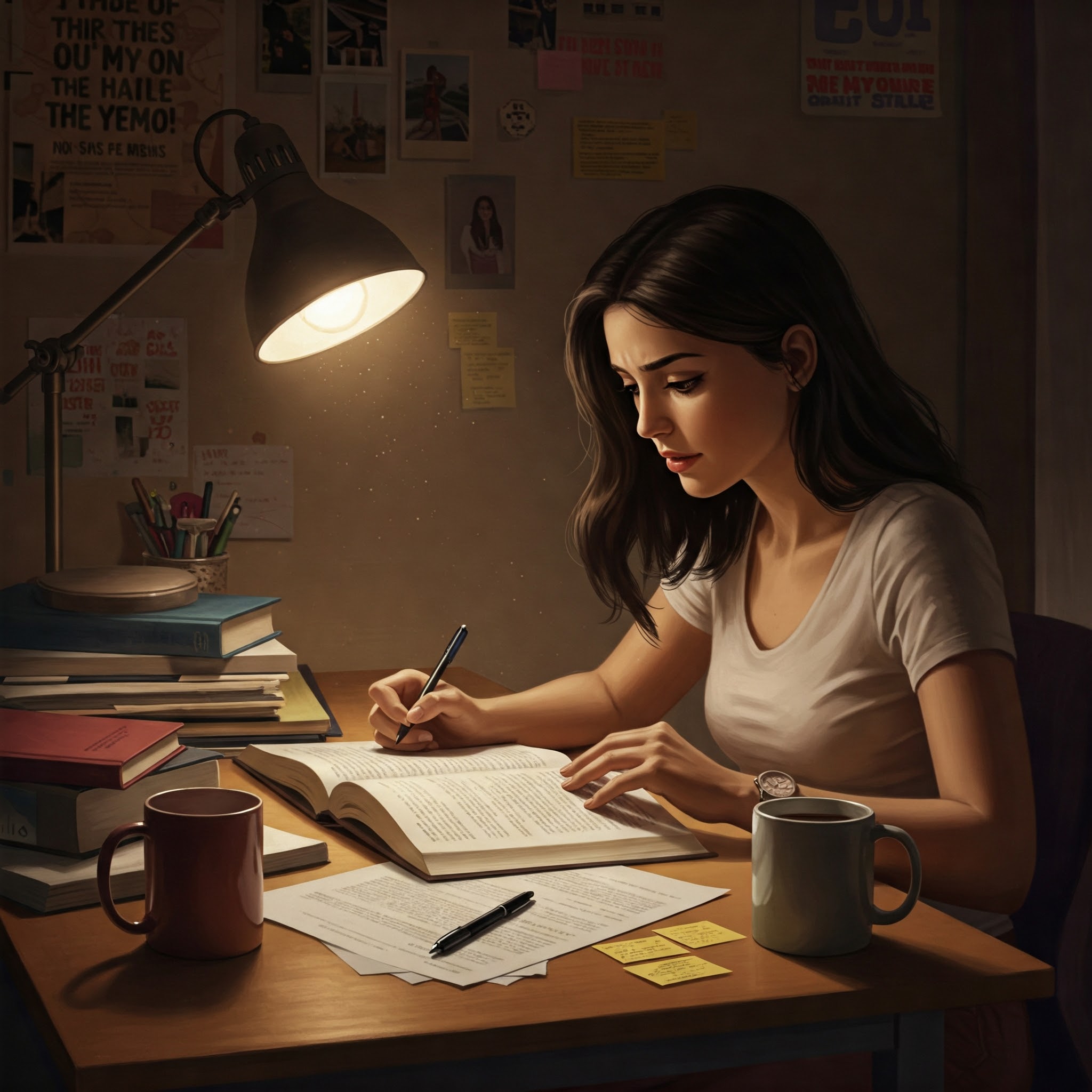 国家試験に向けて勉強している女性2